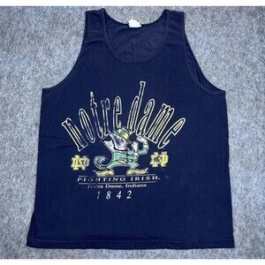 Vtg TNT Notre Dame Fighting Irish Men's Tank Top Made In USA 90's Blue Size L